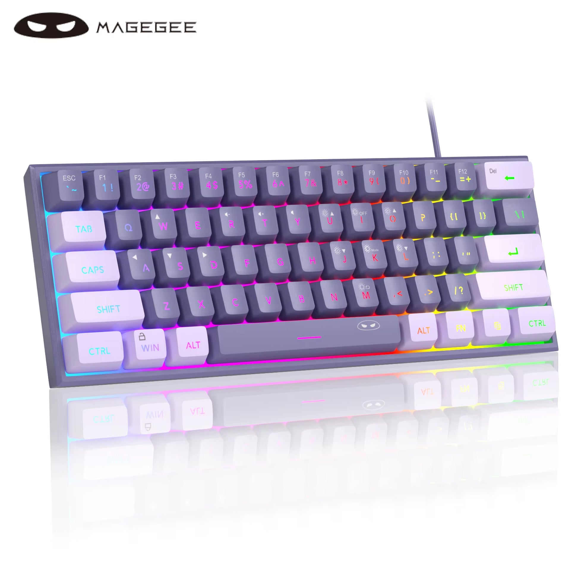 Mini 60% Gaming Keyboard, RGB Backlit 61 Key Ultra-Compact Keyboard, TS91 Ergonomic Waterproof Mechanical Feeling Office