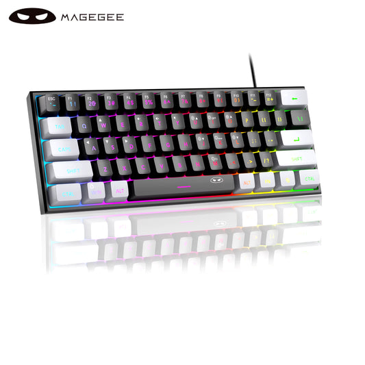 Mini 60% Gaming Keyboard, RGB Backlit 61 Key Ultra-Compact Keyboard, TS91 Ergonomic Waterproof Mechanical Feeling Office