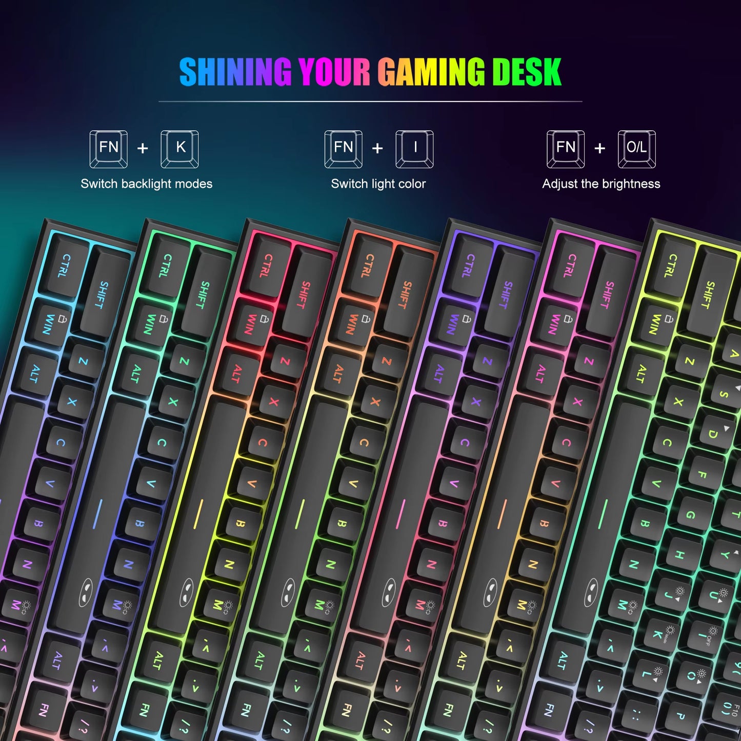 Mini 60% Gaming Keyboard, RGB Backlit 61 Key Ultra-Compact Keyboard, TS91 Ergonomic Waterproof Mechanical Feeling Office