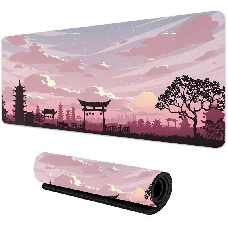 Sakura Scenery Mouse Pad Large Anti-Slip Rubber Gaming Mousepad Durable Desk Pad Thick Seam Edge Suitable for Office and Gaming