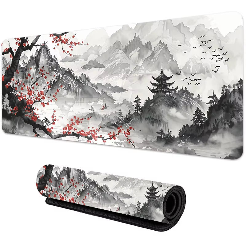 Sakura Scenery Mouse Pad Large Anti-Slip Rubber Gaming Mousepad Durable Desk Pad Thick Seam Edge Suitable for Office and Gaming