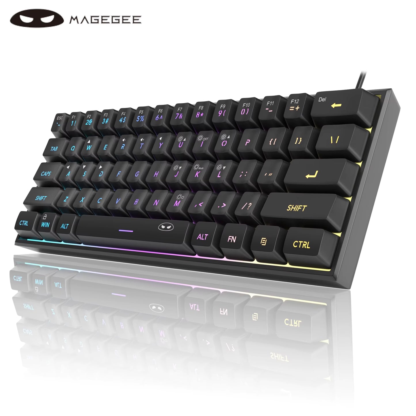 Mini 60% Gaming Keyboard, RGB Backlit 61 Key Ultra-Compact Keyboard, TS91 Ergonomic Waterproof Mechanical Feeling Office