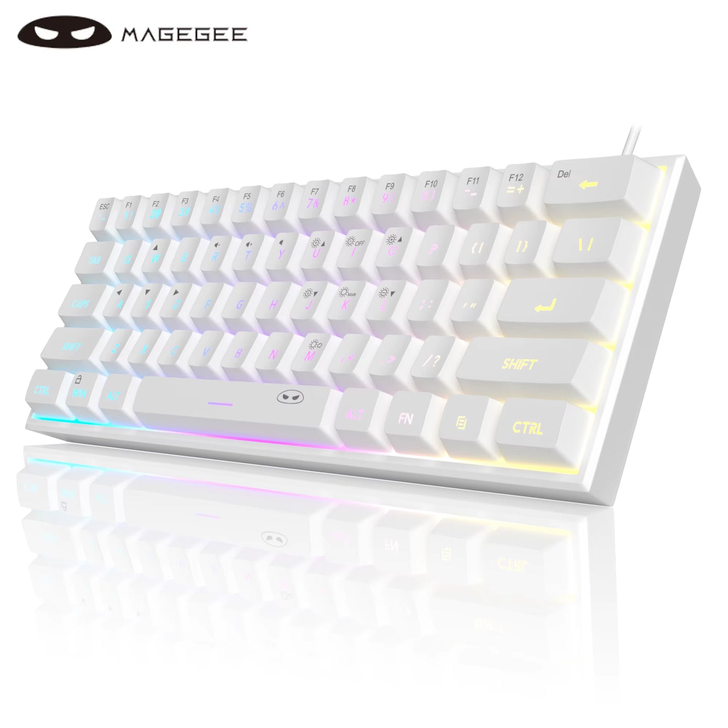 Mini 60% Gaming Keyboard, RGB Backlit 61 Key Ultra-Compact Keyboard, TS91 Ergonomic Waterproof Mechanical Feeling Office